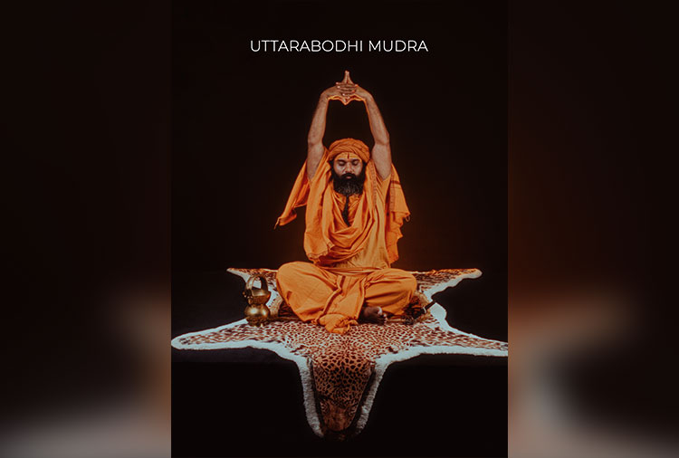 Uttanabodhi Mudra, a yoga pose symbolizing spiritual enlightenment.